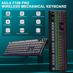 AULA F108 Pro switches between devices in tri-mode, ideal for multitasking.