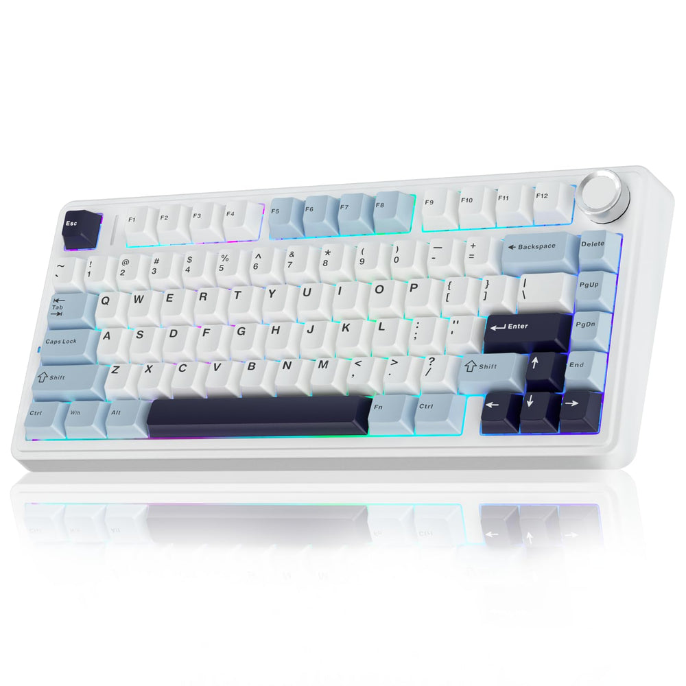 AULA F75 75-percent wireless keyboard shows compact design for small desks.