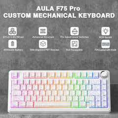 AULA F75 Pro connected to multiple devices via Bluetooth and USB