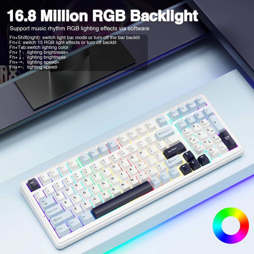 AULA F99 double-shot PBT keycaps close-up for durable legends