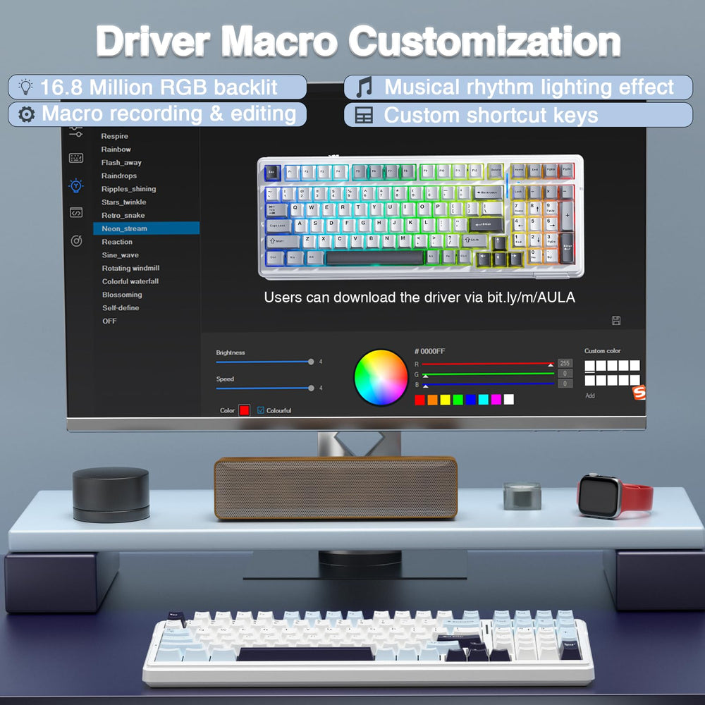 AULA F99 macro-ready keys configuration for personalized shortcuts