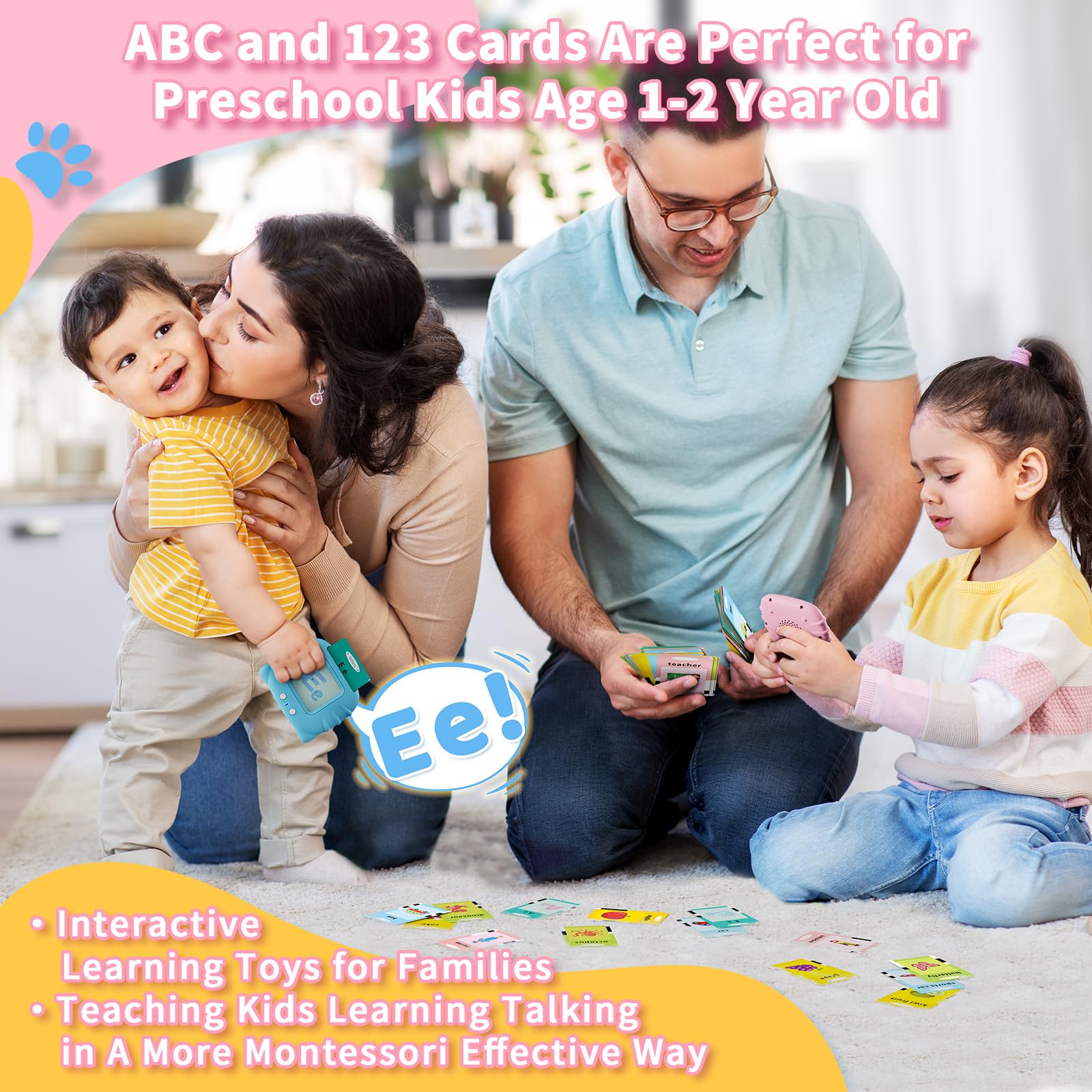 Aullsaty durable double copper paper cards withstand toddler handling.