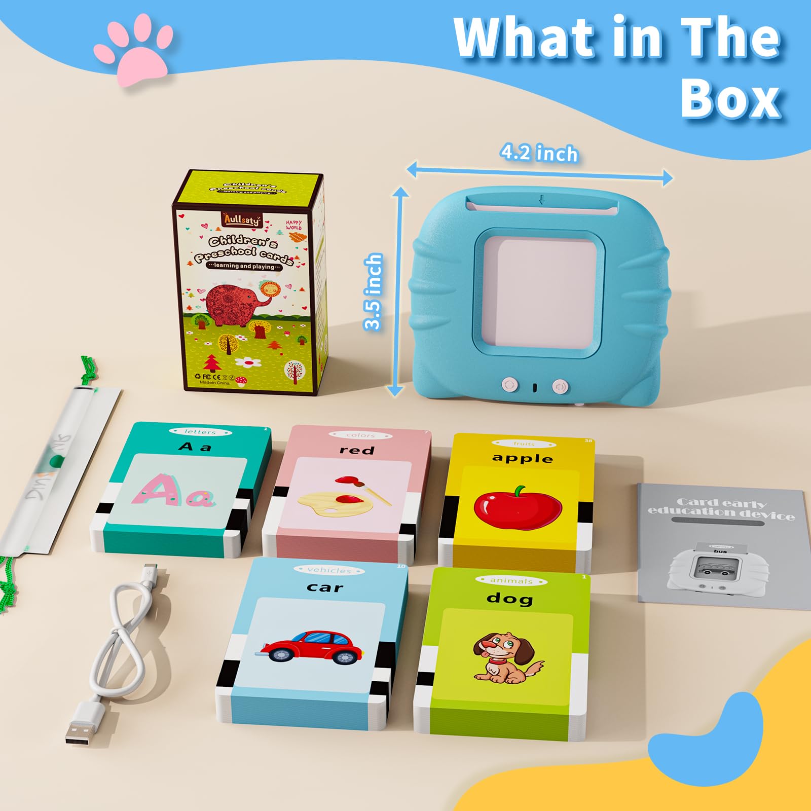 Aullsaty volume control and repeat button help kids revisit words at their pace.