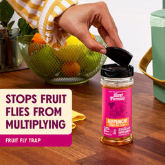 Aunt Fannie's FlyPunch attractant bait drawing fruit flies toward the trap.