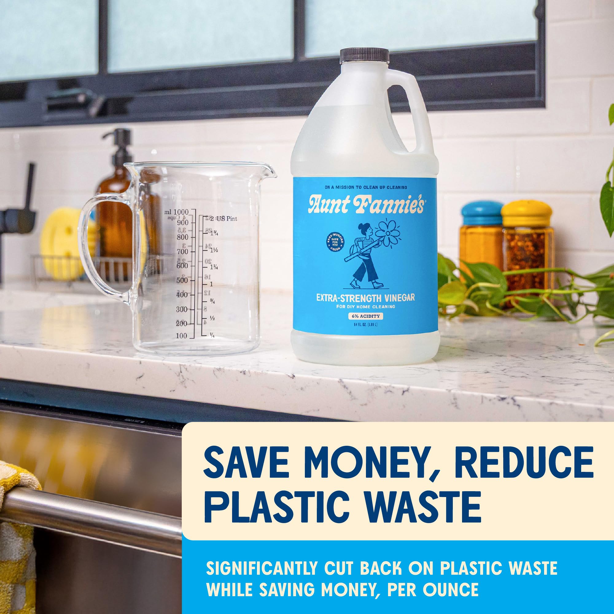 Aunt Fannie's vinegar on grout and tiles lifts mineral deposits and grease.