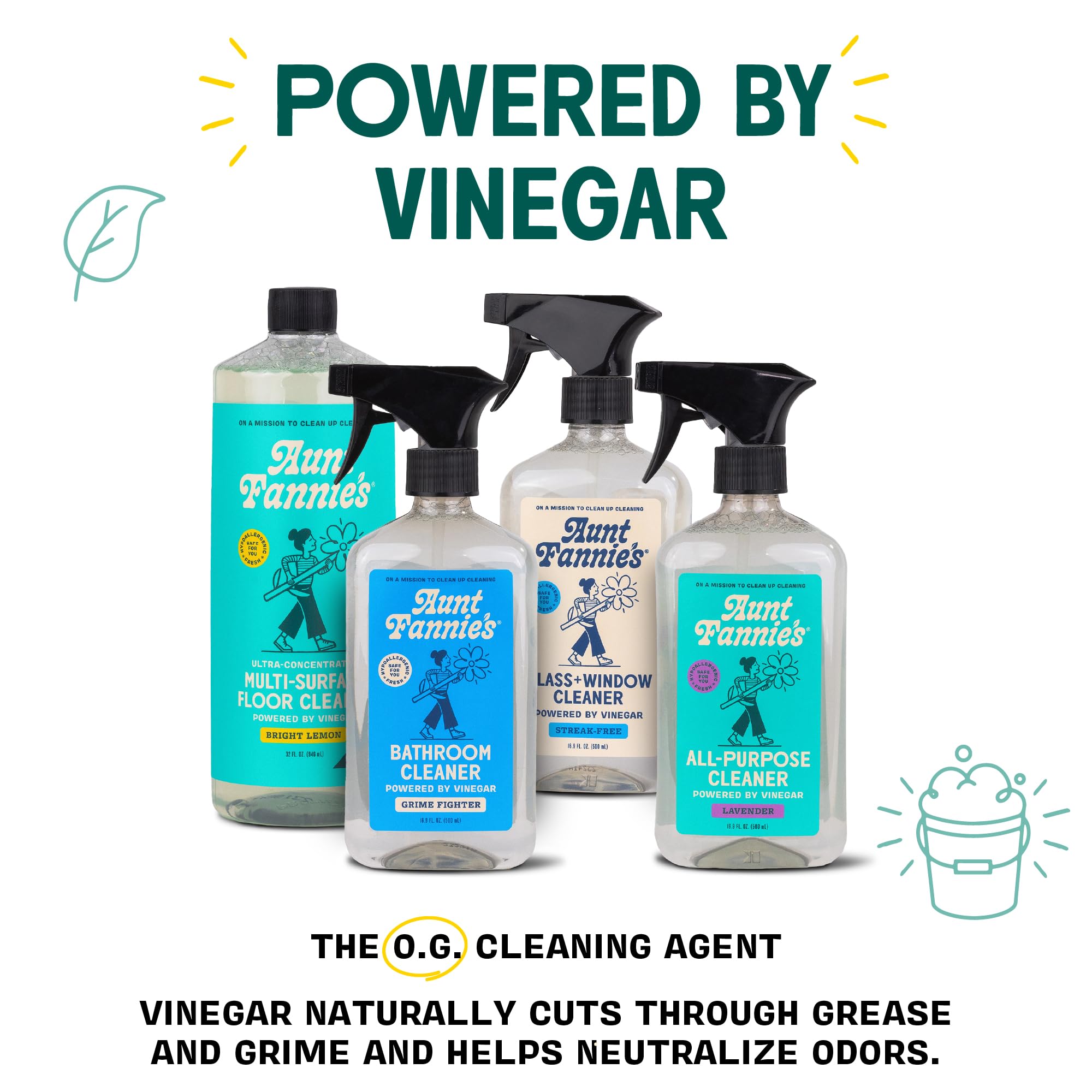 Aunt Fannie's vinegar used on kitchen counters safely cleans food-contact surfaces.