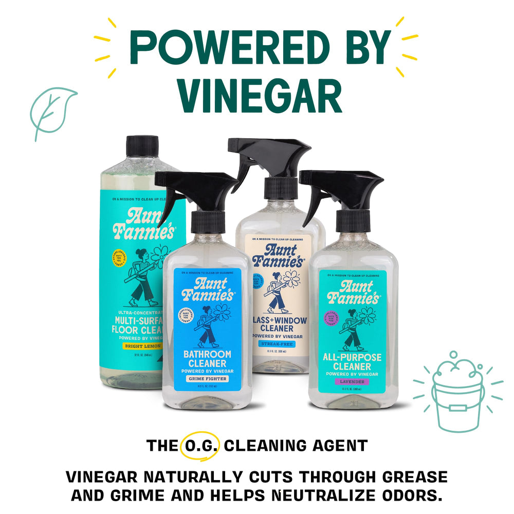 Aunt Fannie's vinegar used on kitchen counters safely cleans food-contact surfaces.