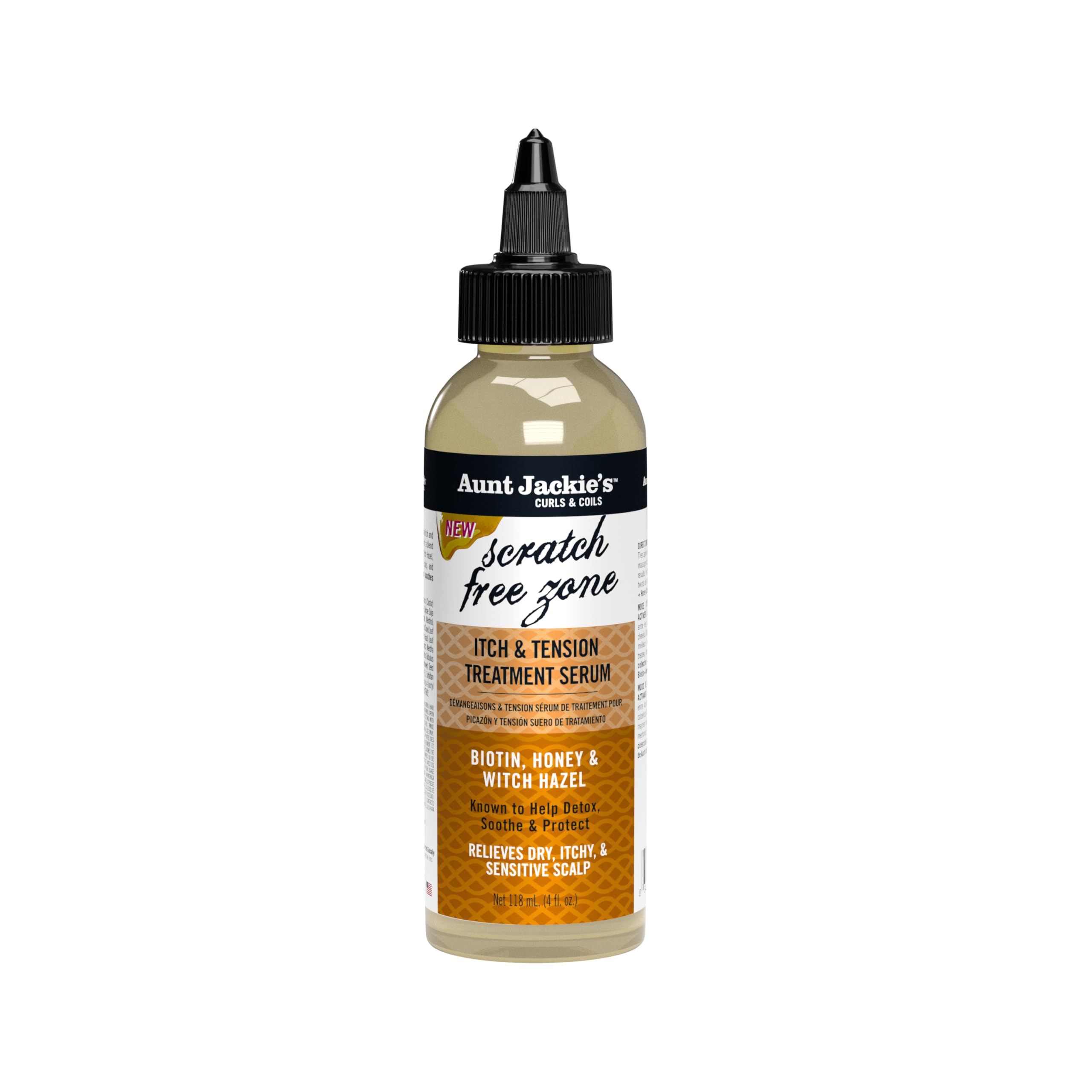Aunt Jackie's Braid + Twist Serum bottle for protective styles provides soothing scalp care