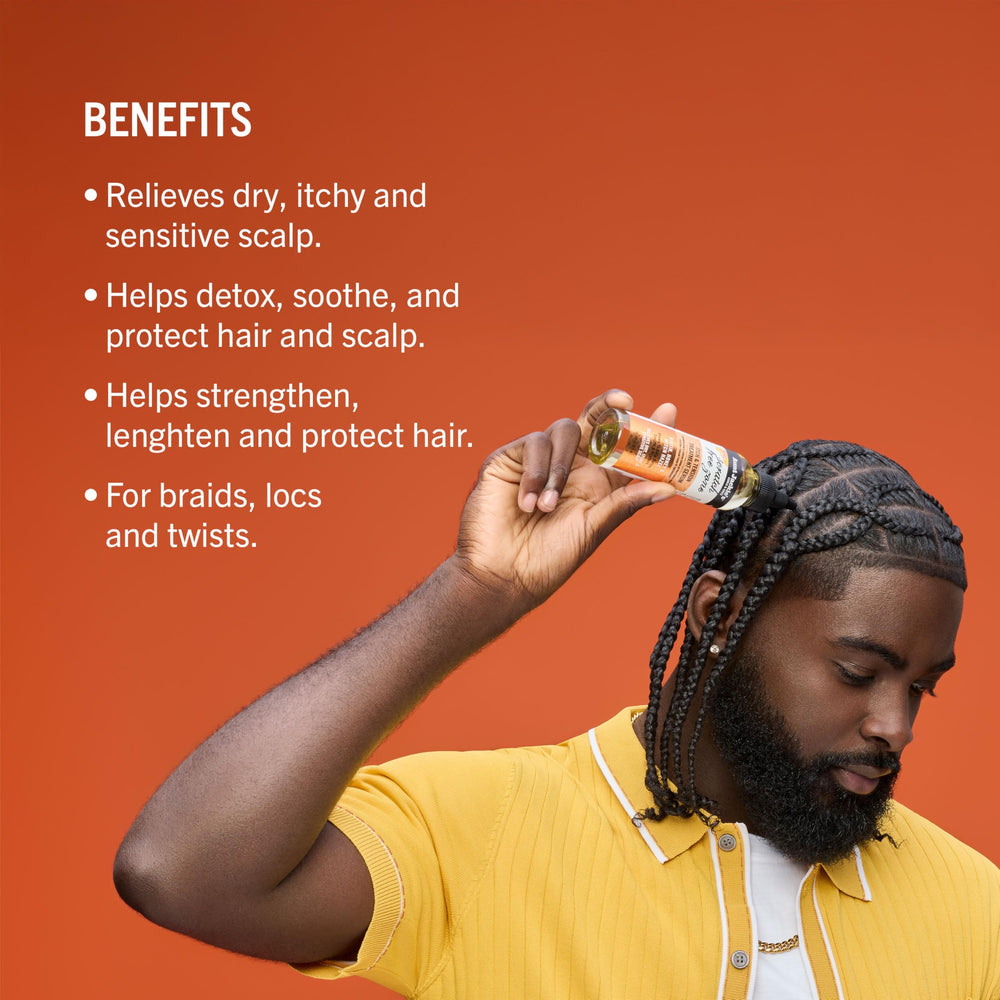 Aunt Jackie's Braid + Twist Serum label closeup highlights Witch Hazel and Biotin