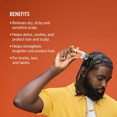 Aunt Jackie's Braid + Twist Serum label closeup highlights Witch Hazel and Biotin