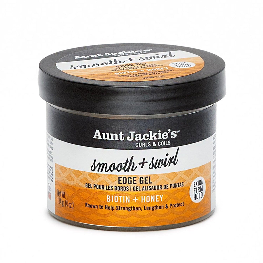Aunt Jackie's Smooth + Swirl Edge Gel bottle delivers sleek edge control.