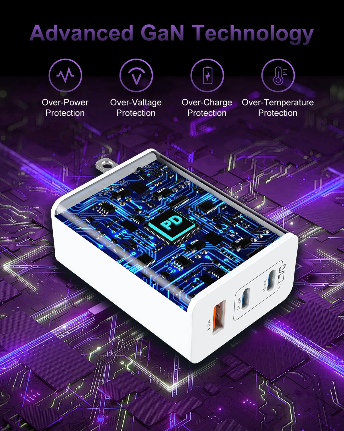 Auorld 10 ft USB-C to USB-C cable included for easy reach.