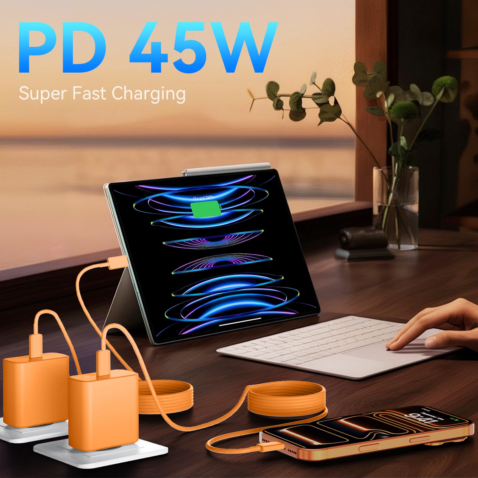 Auorld compact travel design fits bags for easy on-the-go charging