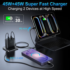 Auorld dual-port USB-C charger with two ports enabling two-device charging