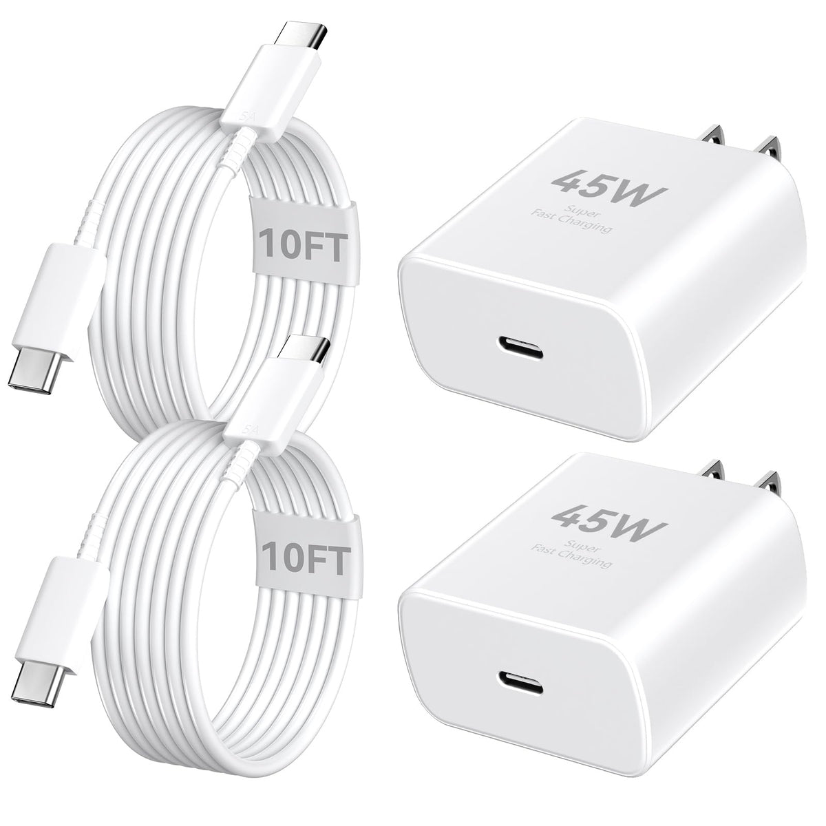 Auorld iPhone charger front view, 45W block for fast charging.
