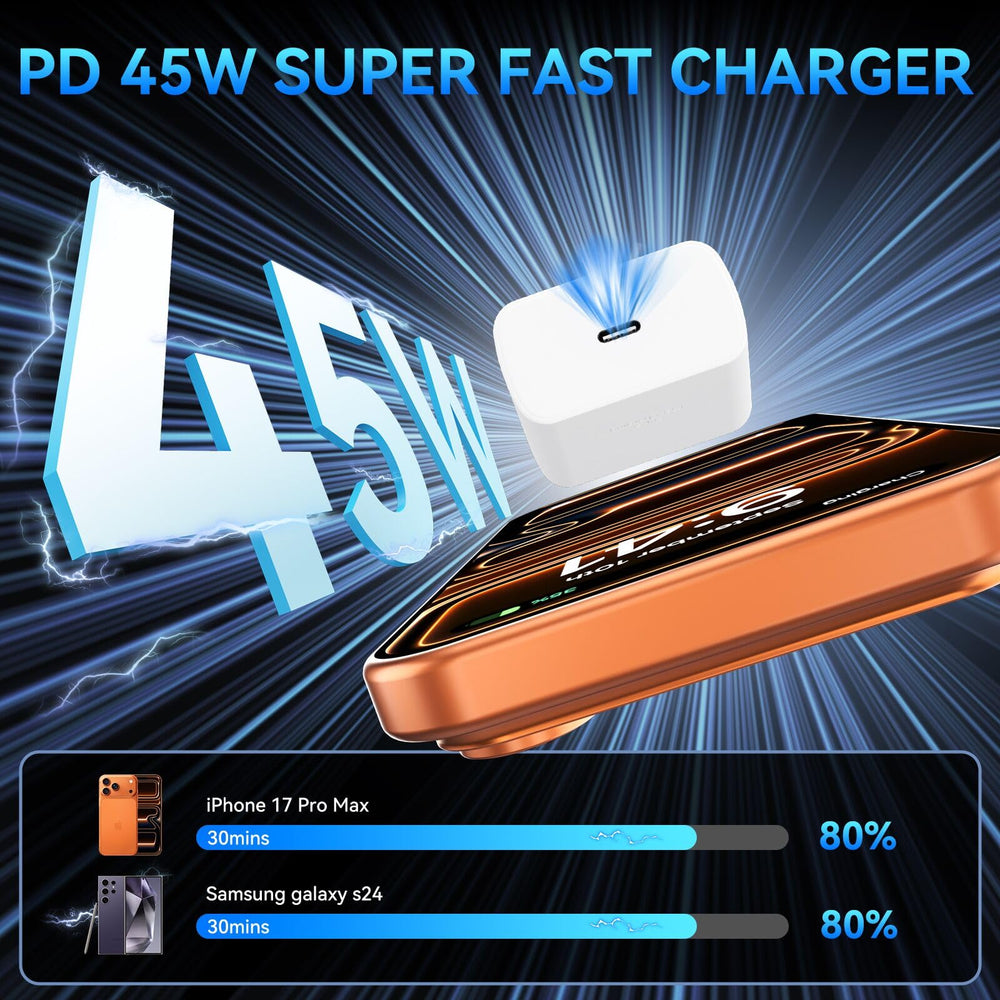 Auorld iPhone charger side view, slim design for desks.