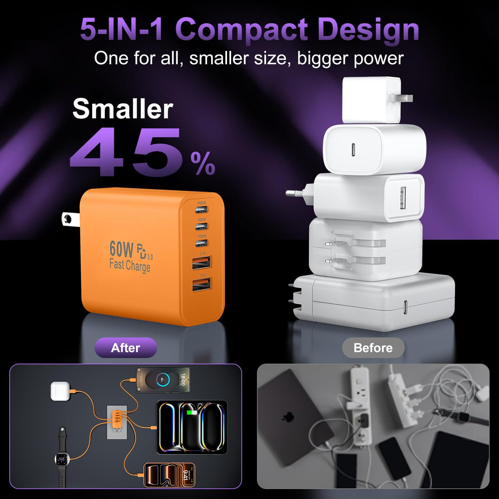 Auorld travel-ready charger fits in bags and pockets
