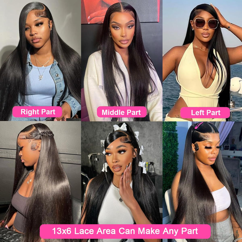 AUOU 13x6 lace front supports middle or side part and high ponytail