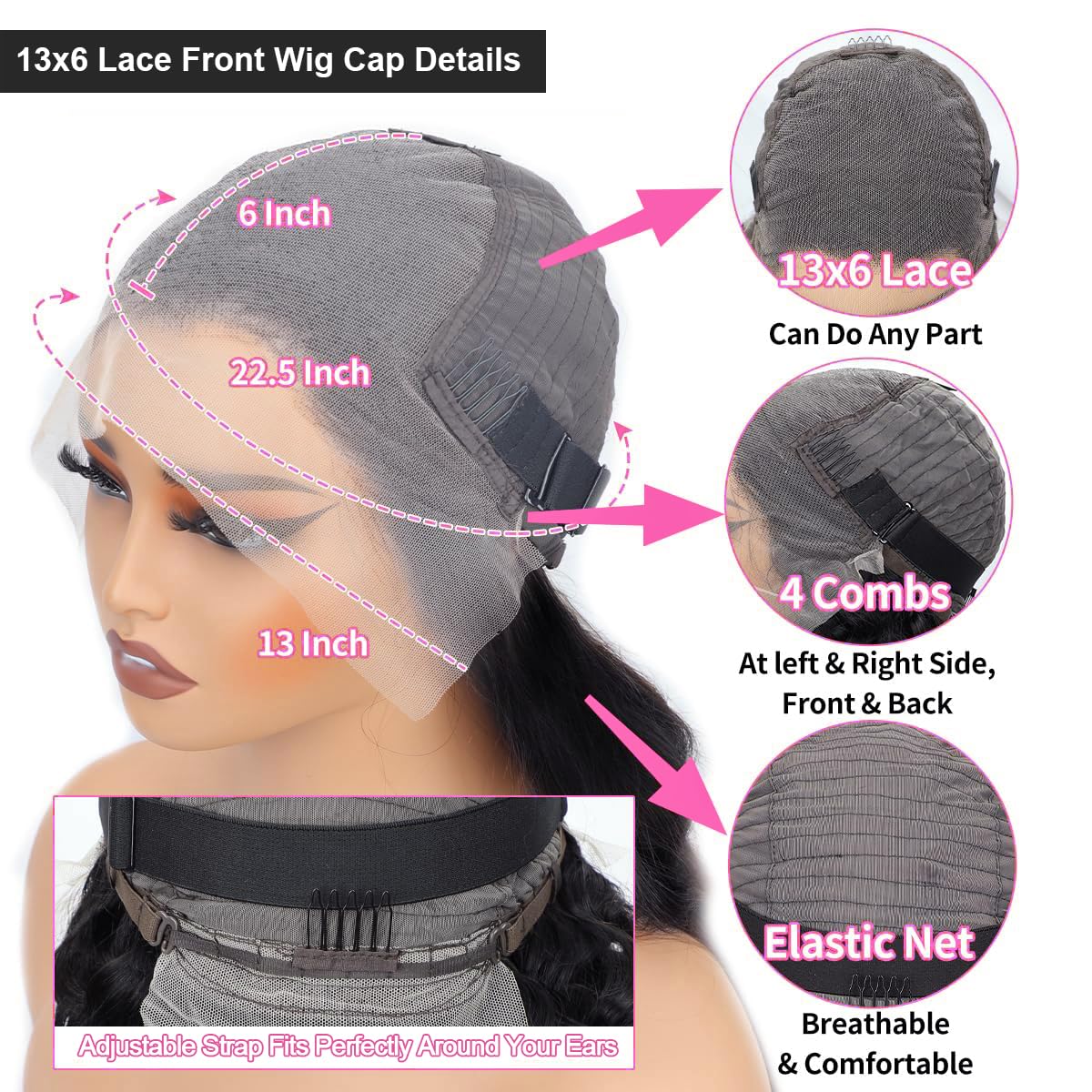 AUOU glueless cap with breathable, secure fit