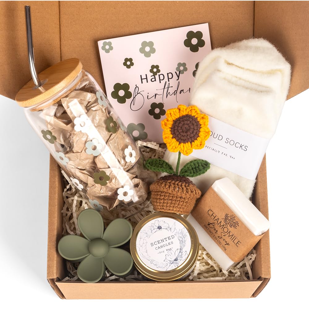 AUOVKOCA birthday gift basket with vibrant sunflowers, ready to delight the recipient