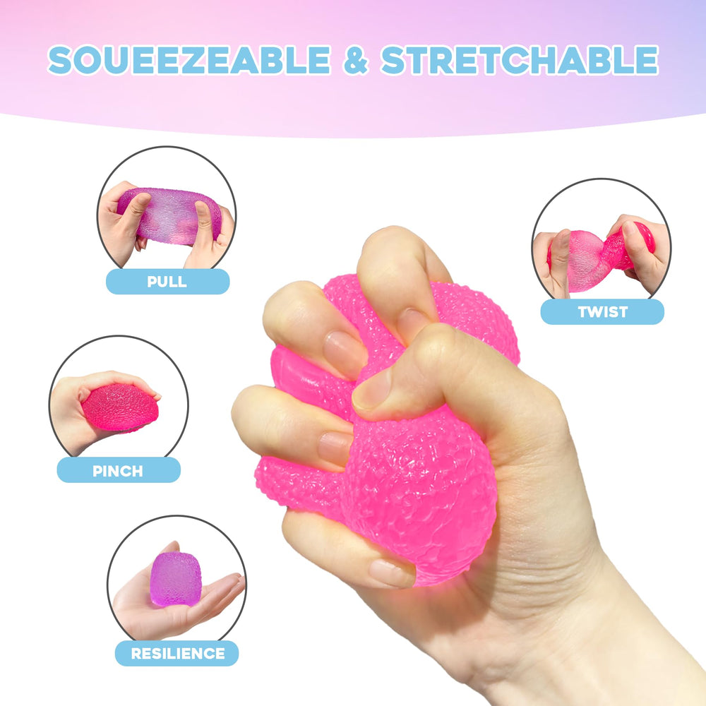 AuraGlaze close-up shows smooth, endlessly squeezable silicone surface.