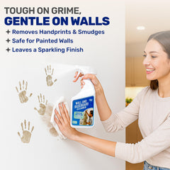 AuraClean kid-pet-safe formula bottle signals family-friendly cleaning.