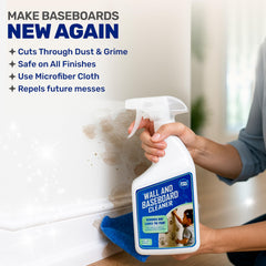 AuraClean no-rinse spray-action shown on painted trim for easy wipe-down.