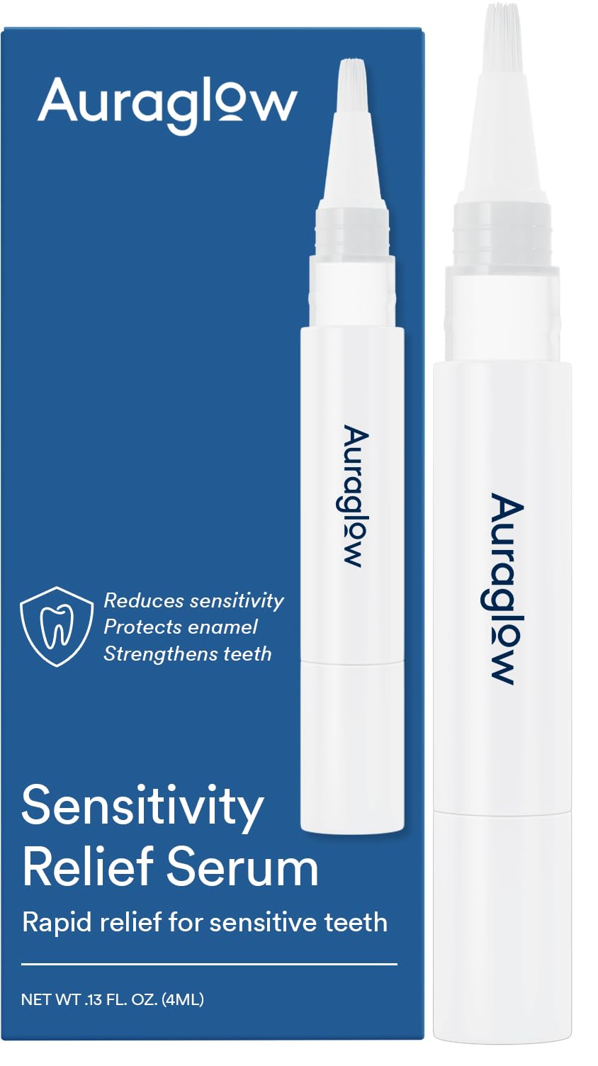 AURAGLOW Sensitive Teeth Relief Serum Pen for rapid comfort on sensitive teeth.