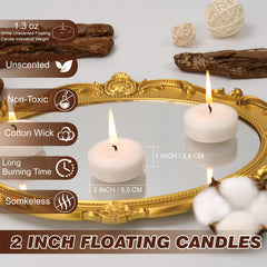 Auralome 2-inch white floating candle in a 12-pack for elegant table decor.