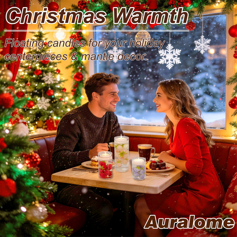 Auralome paraffin-wax floating candle with cotton wick for safe use.