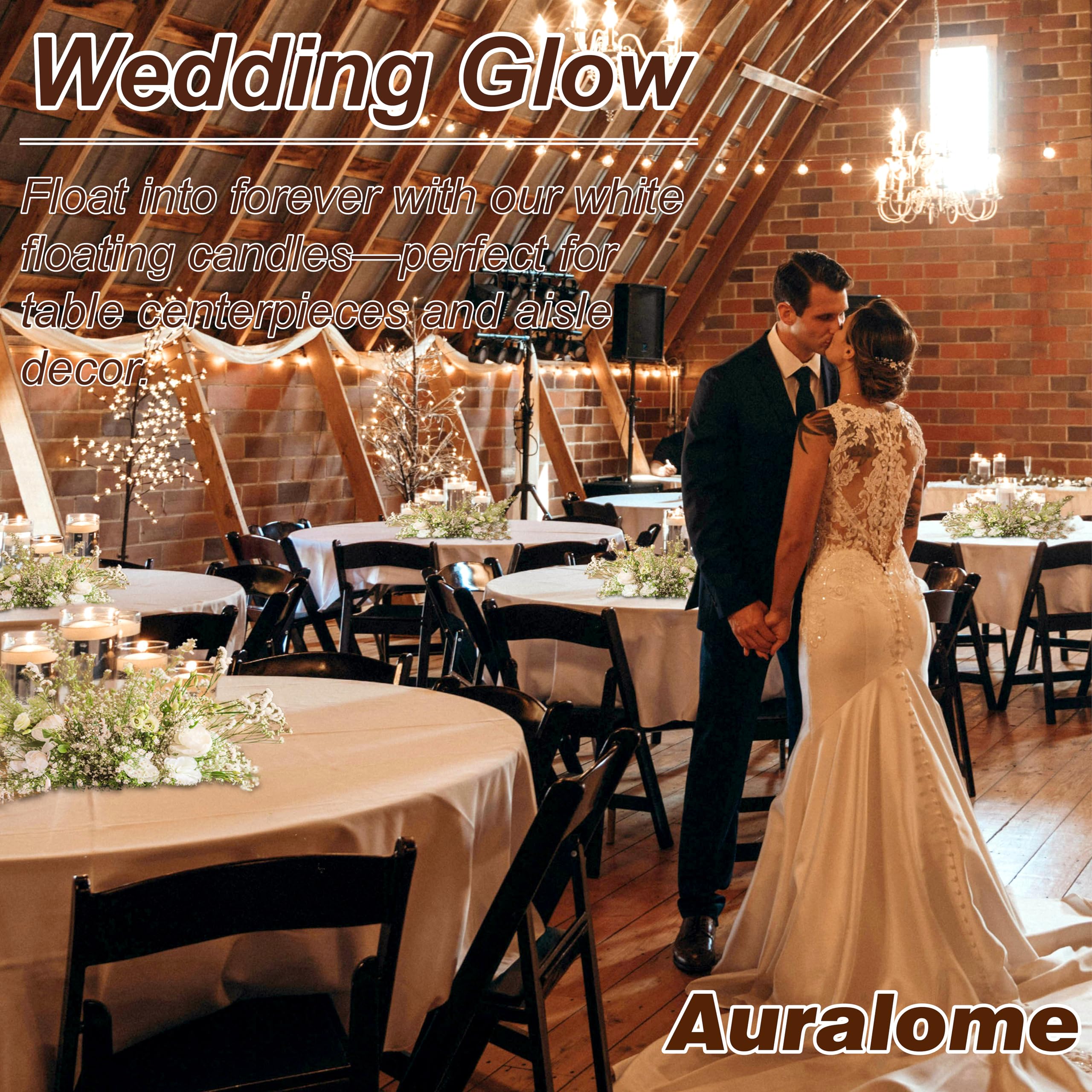 Auralome smoke-free glow from 2-inch white floating candle.