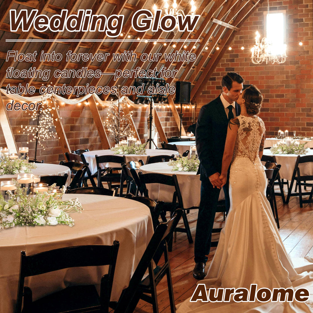 Auralome smoke-free glow from 2-inch white floating candle.