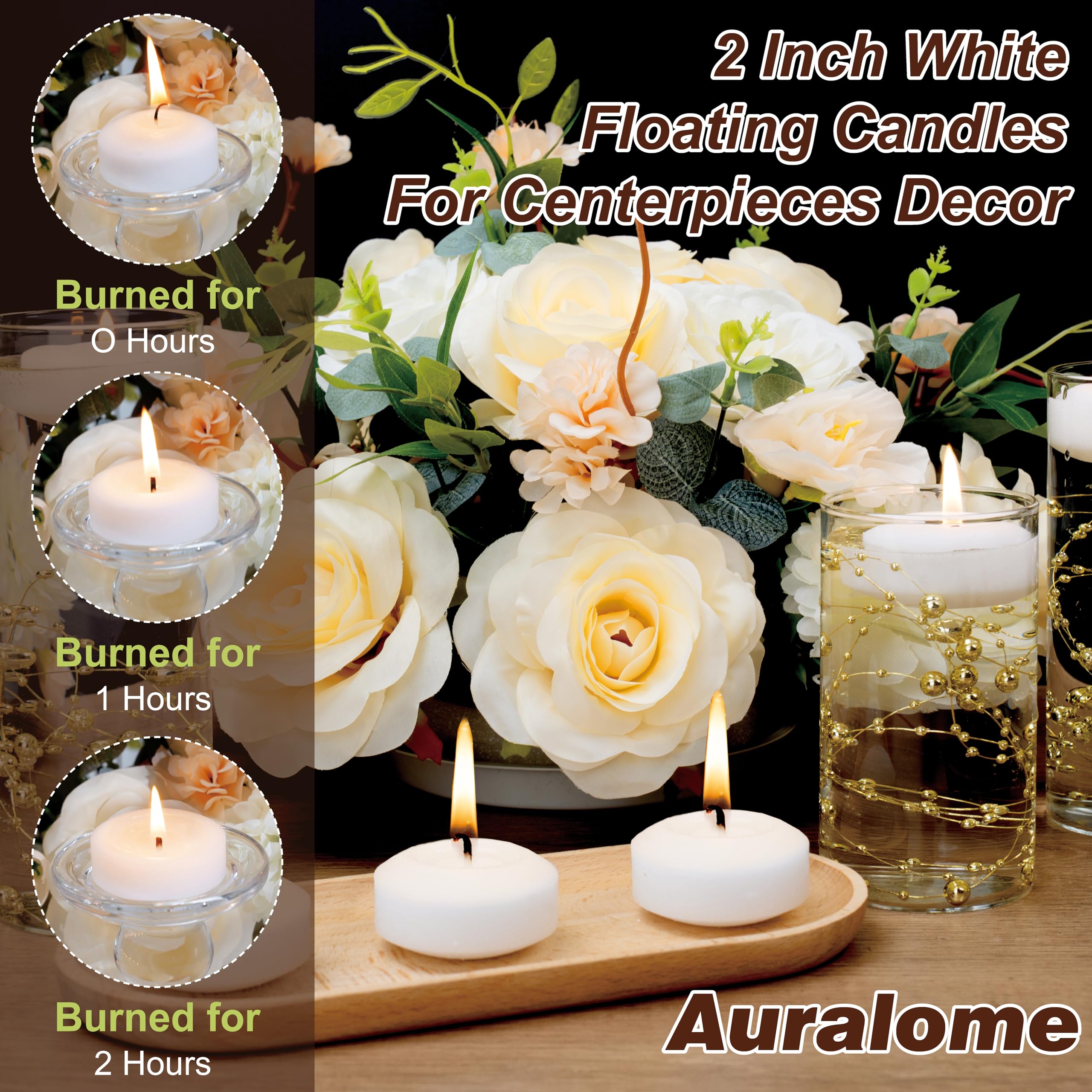 Auralome water-centered candle setup for tranquil centerpiece lighting.
