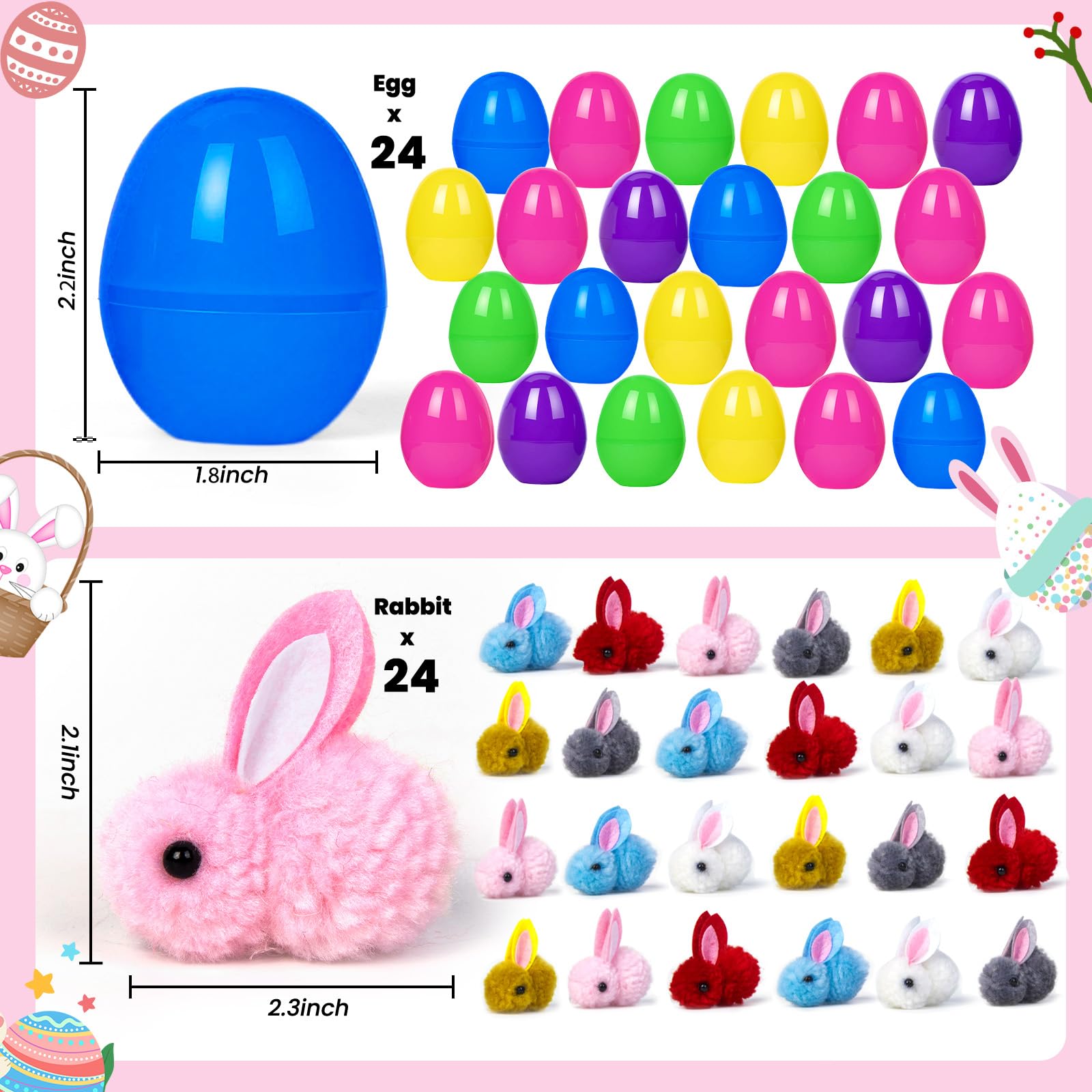 Aurdox mini plush bunny inside eggs, simplifies Easter basket prep.