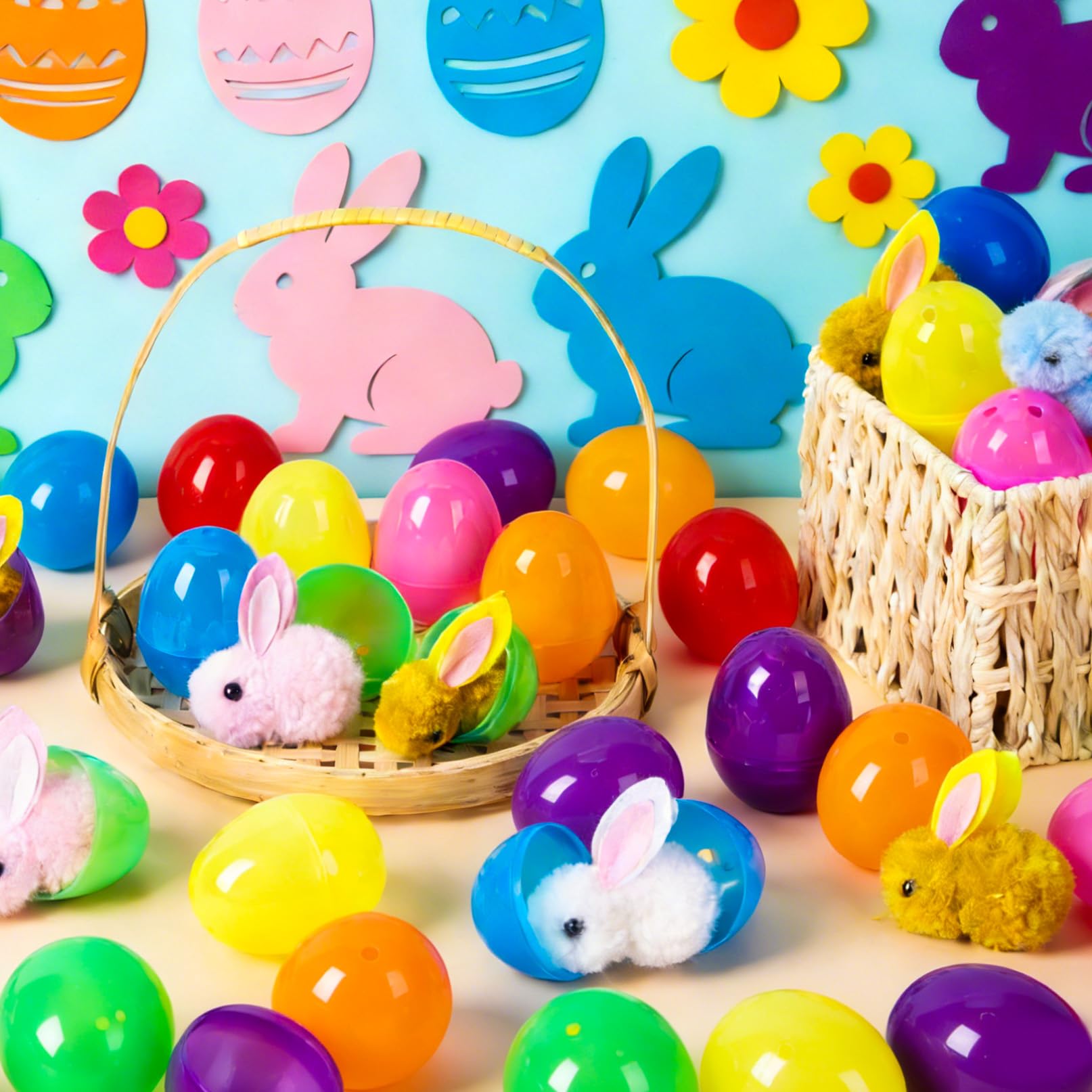 Aurdox mini plush bunny fits perfectly inside each color egg.