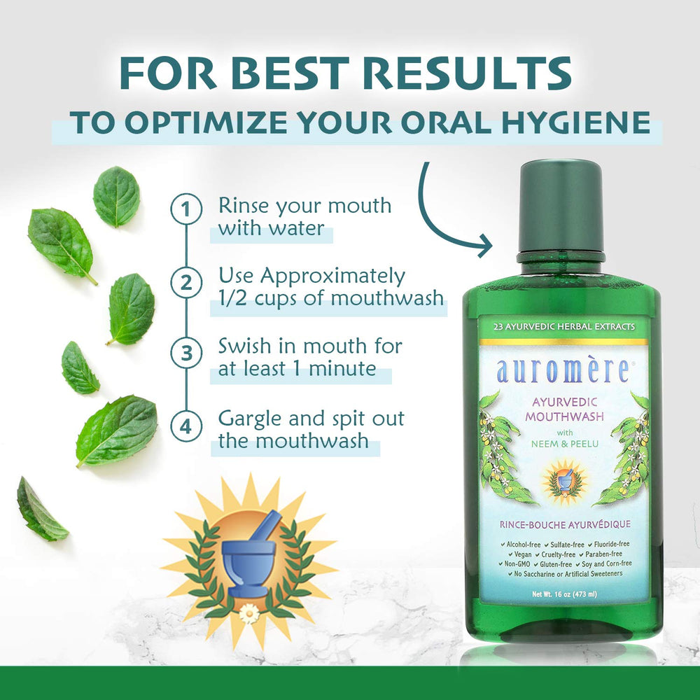 Auromere kids-use friendly mouthwash suitable for family routines.