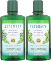 Auromere mouthwash bottle-pour for long-lasting freshness.