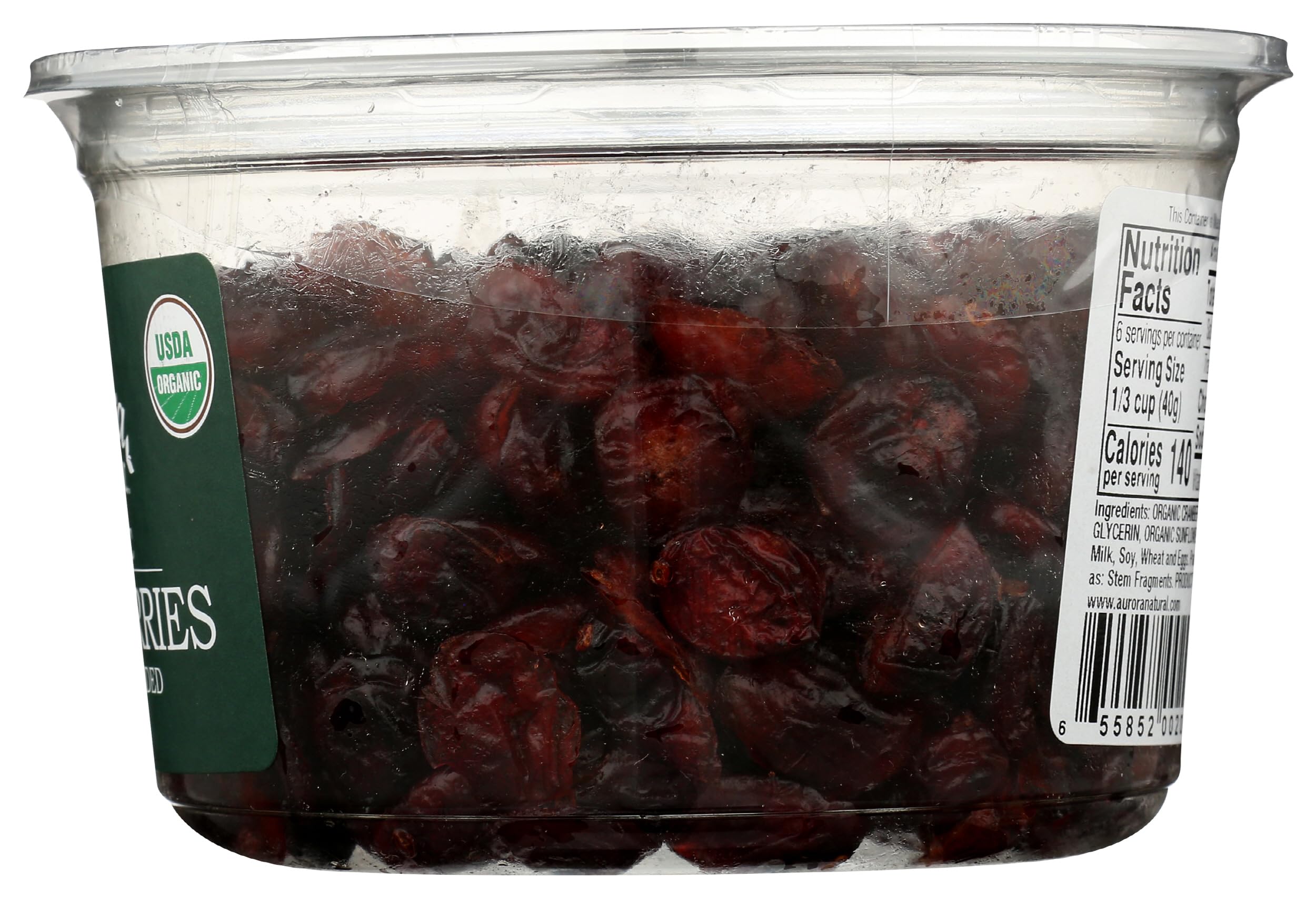 Aurora Organic Dried Cranberries in a yogurt dessert bowl