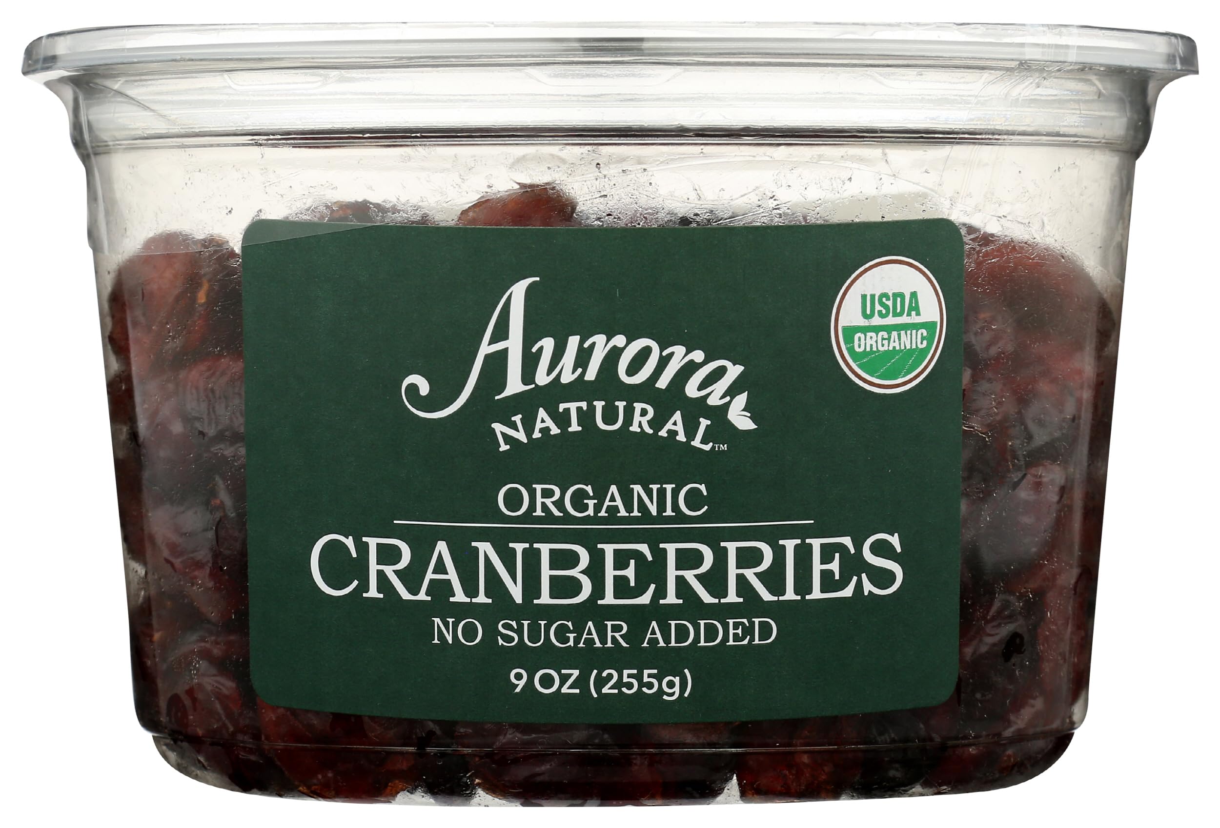 Aurora Organic Dried Cranberries packaging for convenient snacking