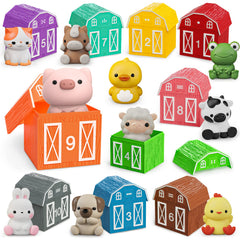 AuroTops farm animals barn toy set with colorful barns and puppets for imaginative play.