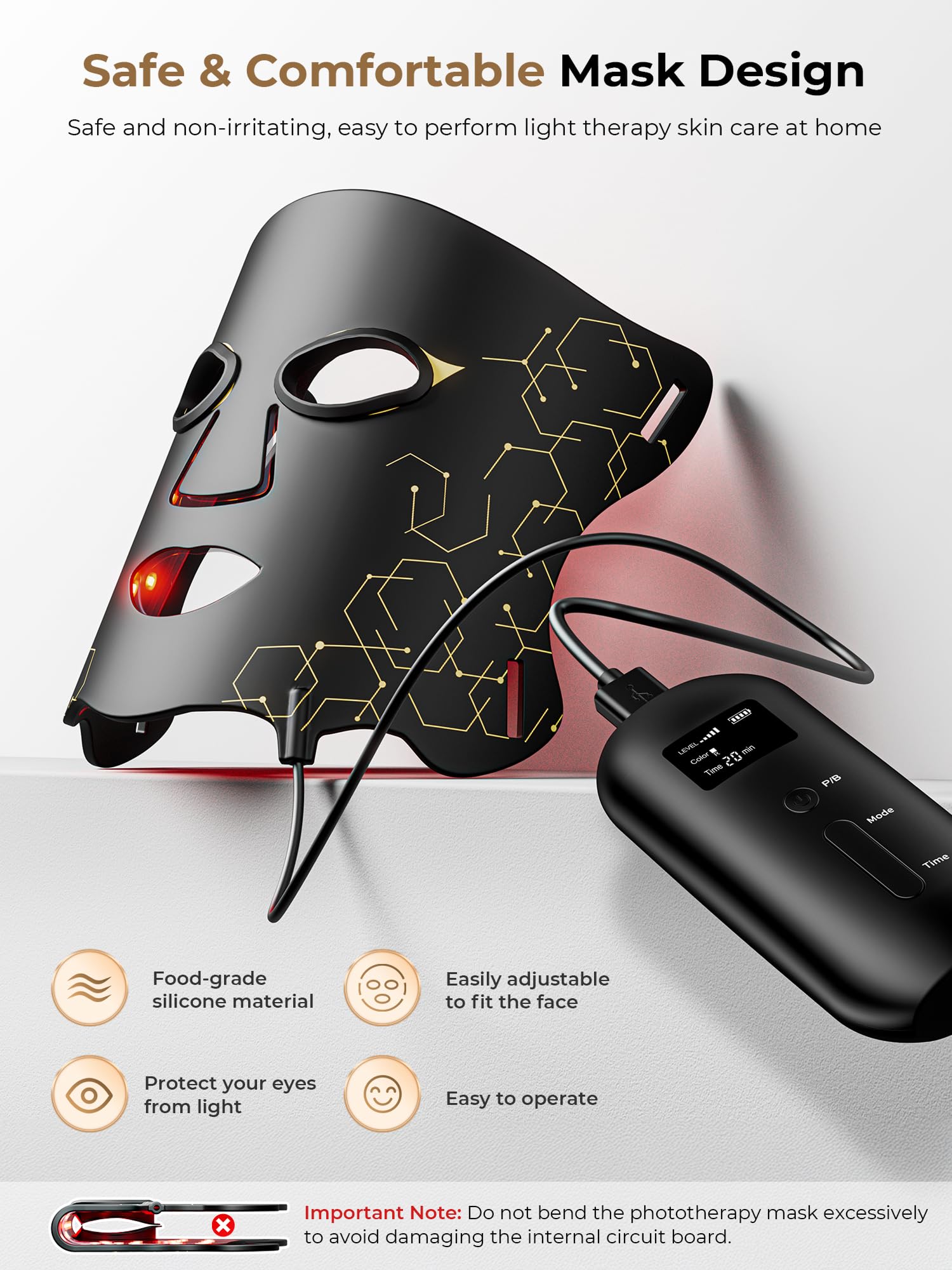 Aurphany LED mask features seven light modes for versatile options.