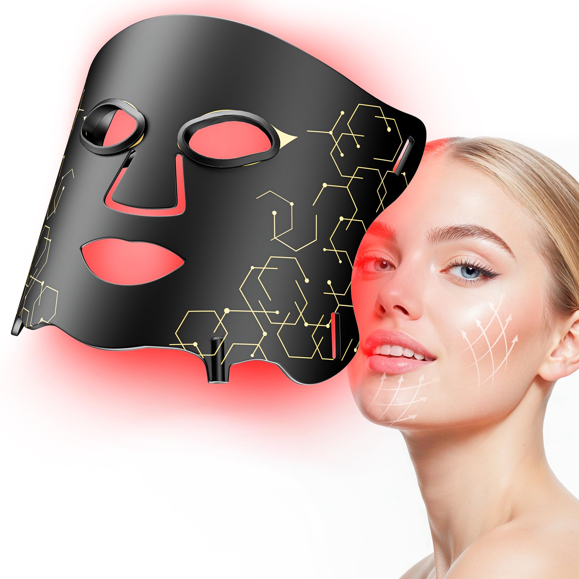 Aurphany LED mask front view with soft silicone for comfortable at-home use.