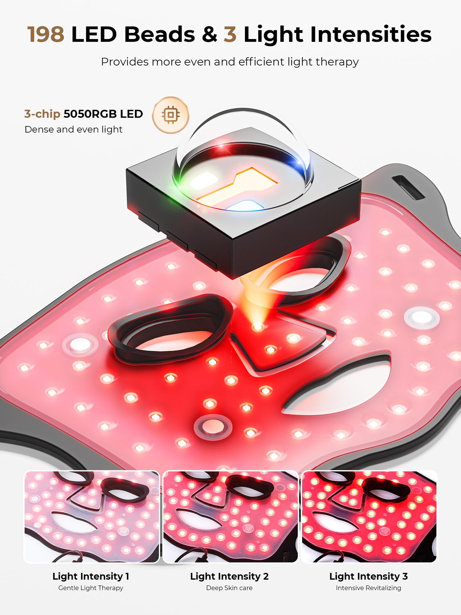 Soft silicone material on the Aurphany LED mask for hygienic comfort.
