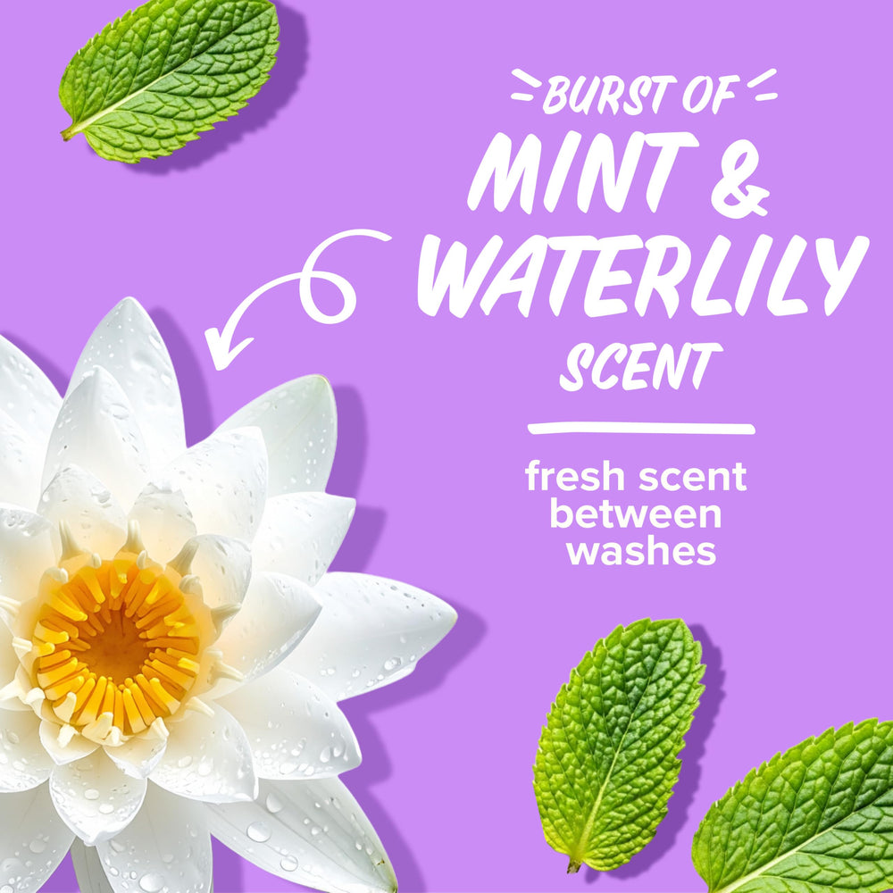 Aussie Instant Refresh mint and water lily fragrance for a fresh scent.