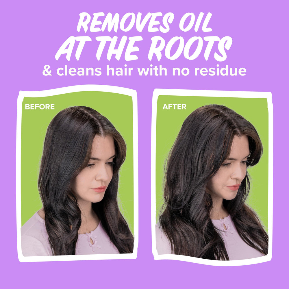 Massaging Aussie Dry Shampoo into roots before brushing out for styling.