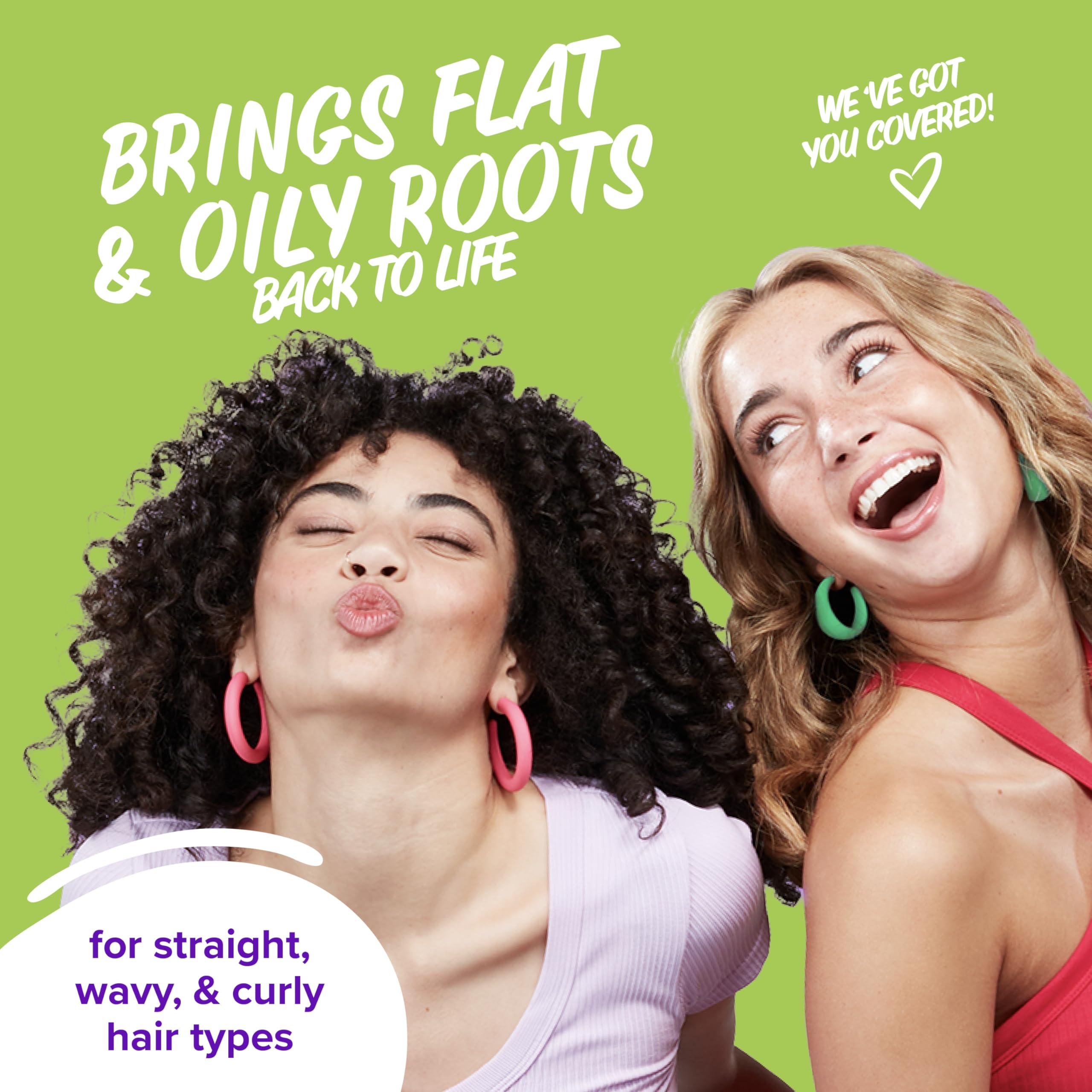 Aussie Dry Shampoo being applied to roots to absorb oil.