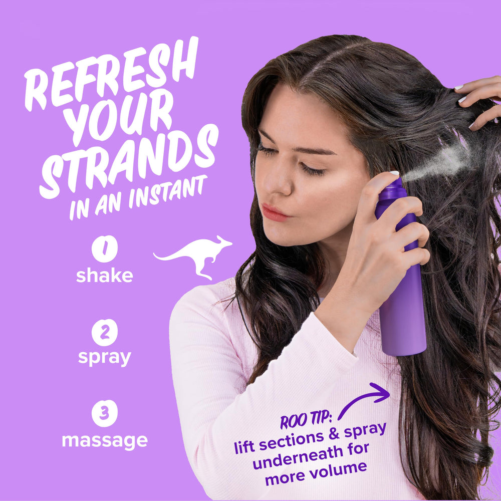 Aussie Instant Volume Dry Shampoo on straight hair adds lift and bounce.