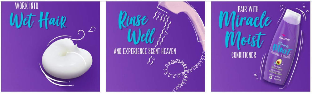 Aussie Miracle Moist conditioner bottle beside a towel hints easy hydration routine.