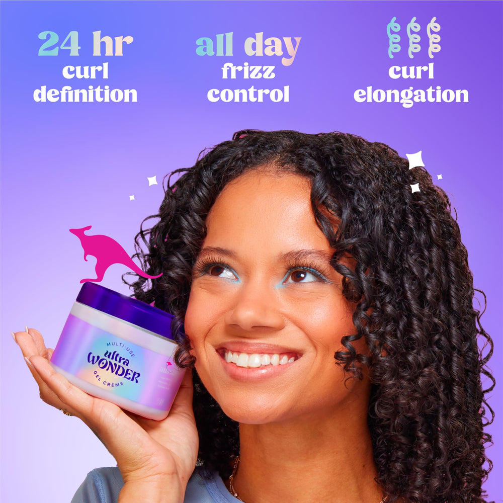 Styling brush applying Aussie Ultra Wonder Gel Crème for versatile hold