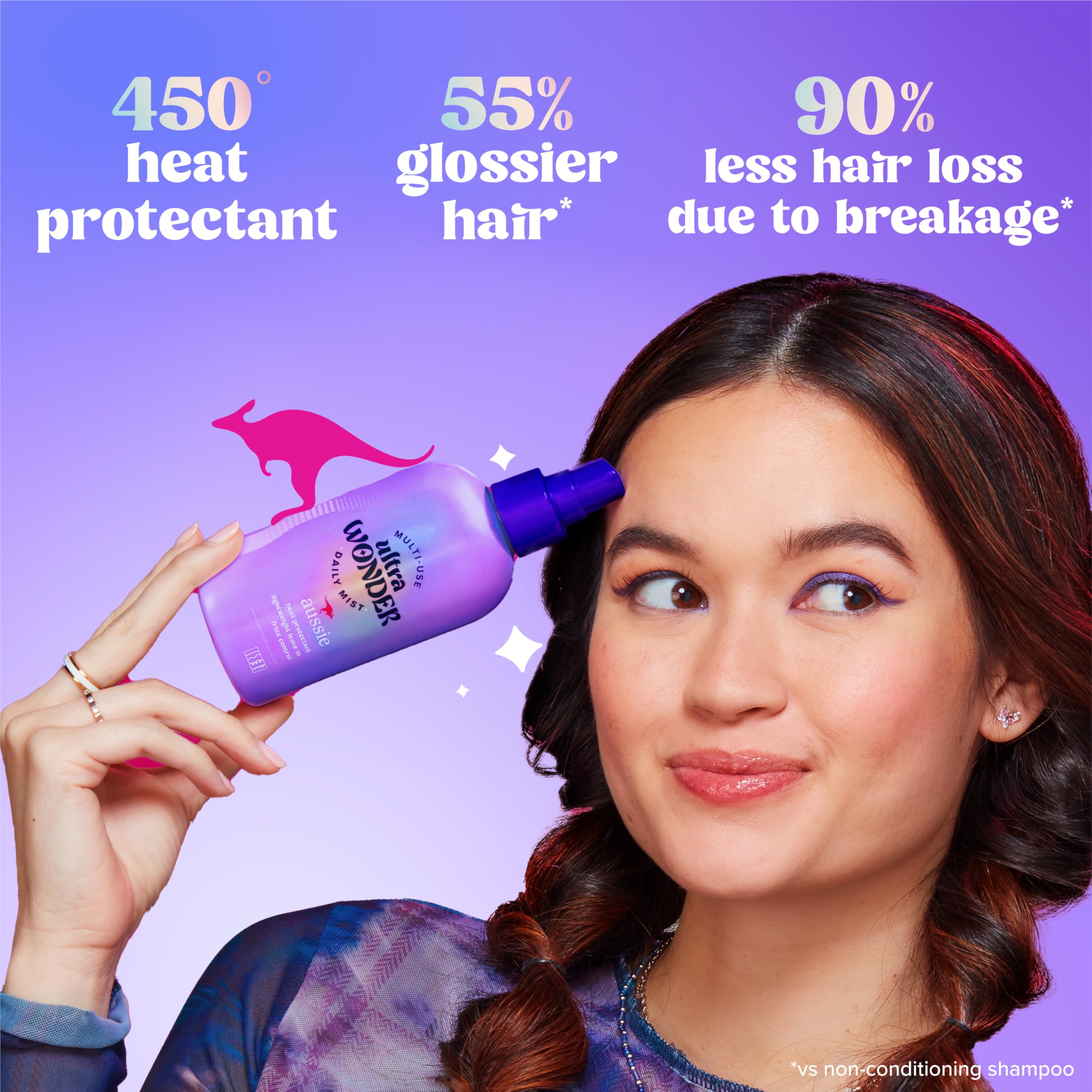 Hands spraying mist onto damp hair to detangle and prep for styling.